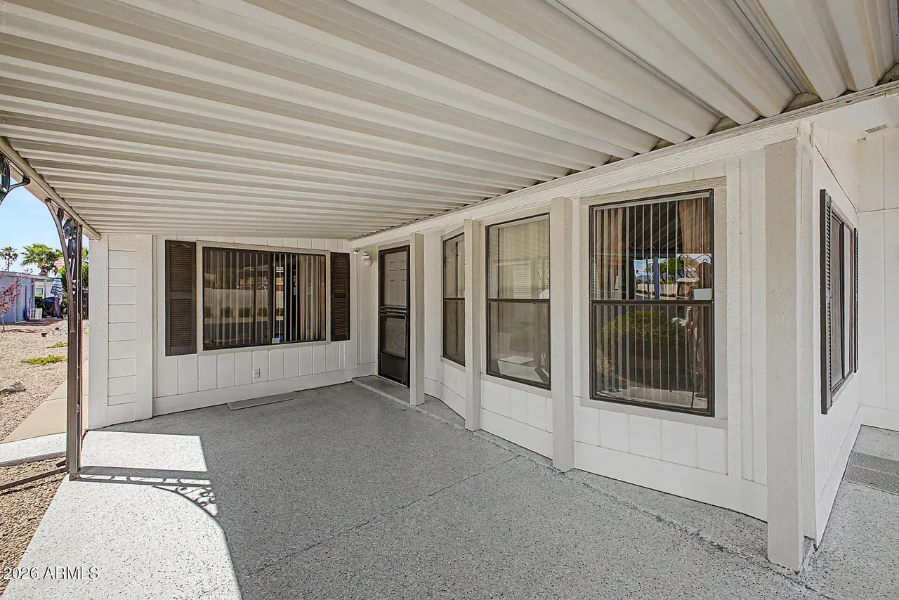 Large covered front porch at 6209 E McKellips Rd #463, Mesa AZ